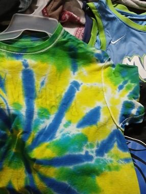 Tie-Dye Short Sleeve Tee in Blue, Yellow & Green